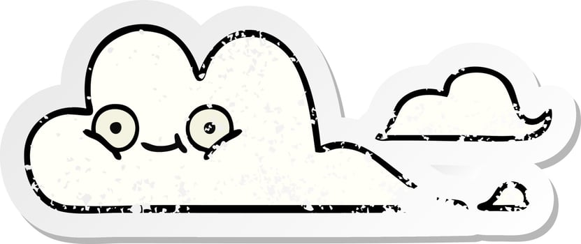 distressed sticker of a cute cartoon white cloud vector