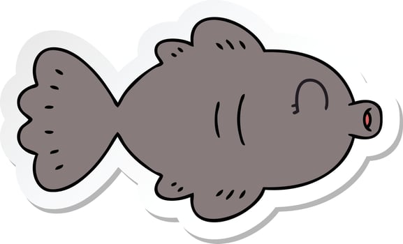 sticker of a quirky hand drawn cartoon fish vector