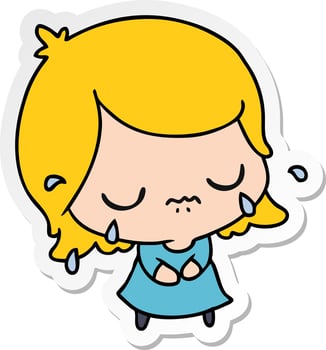 sticker cartoon of cute kawaii girl vector