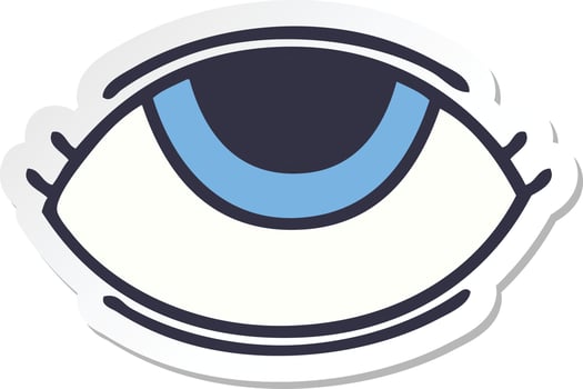 sticker of a cute cartoon eye looking up vector