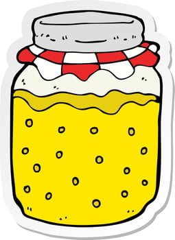 sticker of a cartoon honey jar vector