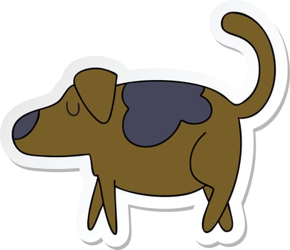 sticker of a quirky hand drawn cartoon dog vector