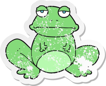 retro distressed sticker of a cartoon frog vector