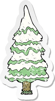 retro distressed sticker of a cartoon christmas tree vector