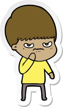 sticker of a angry cartoon boy vector
