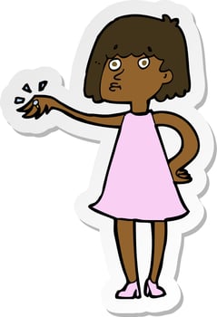 sticker of a cartoon woman showing off engagement ring vector