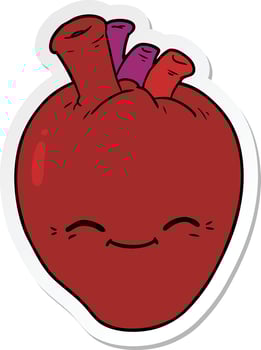 sticker of a cartoon happy heart vector