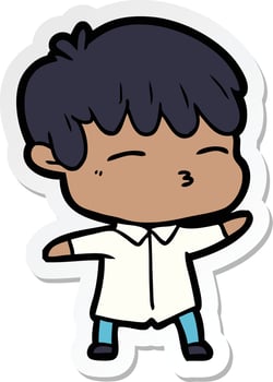 sticker of a cartoon curious boy vector