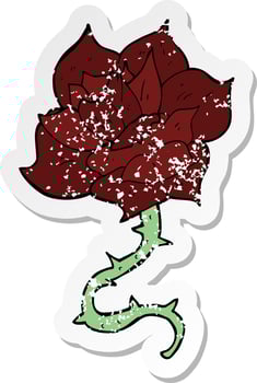 retro distressed sticker of a cartoon rose vector