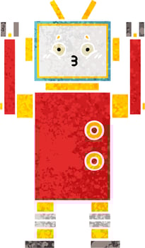retro illustration style cartoon robot vector