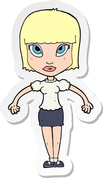 sticker of a cartoon pretty woman vector