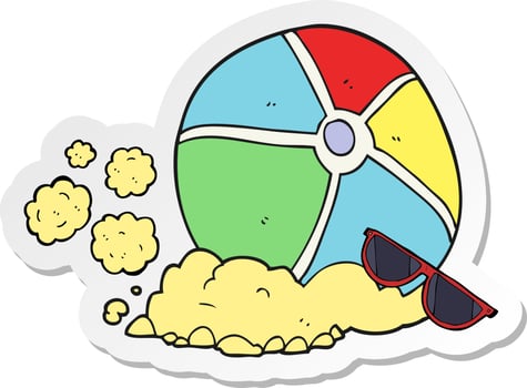 sticker of a cartoon beach ball vector