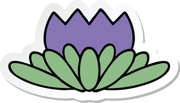 sticker of a cute cartoon flower vector