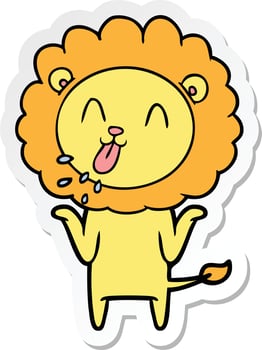sticker of a happy cartoon lion vector