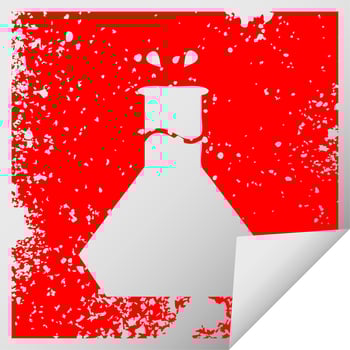 distressed square peeling sticker symbol science experiment vector