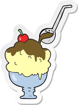 sticker of a cartoon ice cream vector