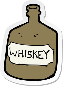 sticker of a cartoon old whiskey bottle vector