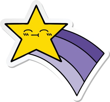 sticker of a cute cartoon shooting rainbow star vector