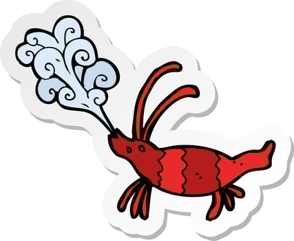 sticker of a cartoon shrimp vector