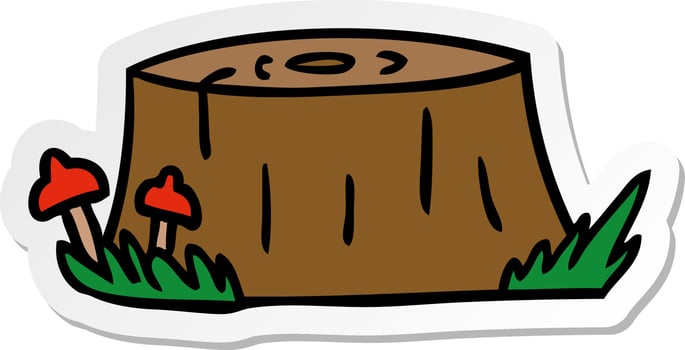 sticker cartoon doodle of a tree log vector