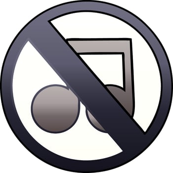 gradient shaded cartoon no music allowed sign vector
