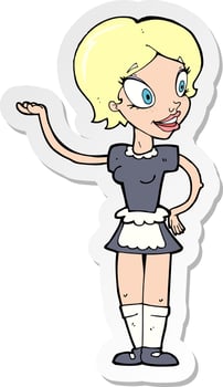 sticker of a cartoon woman in maid costume vector