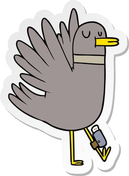 distressed sticker of a cartoon bird vector