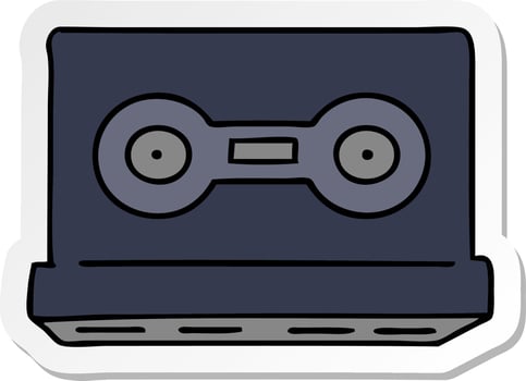 sticker cartoon doodle of a sticker cassette tape vector
