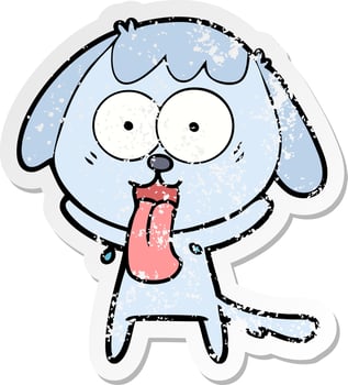 distressed sticker of a cute cartoon dog vector