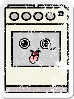 distressed sticker of a cute cartoon kitchen oven vector
