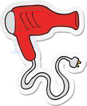 sticker of a cartoon hair dryer vector