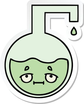 sticker of a cute cartoon science experiment vector