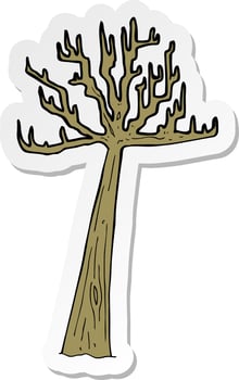 sticker of a cartoon winter tree vector