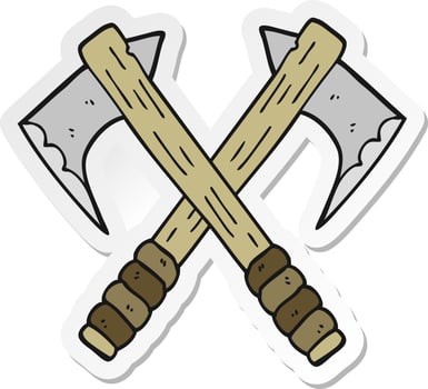 sticker of a cartoon axes vector