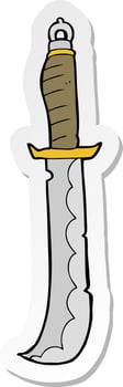 sticker of a cartoon sword vector