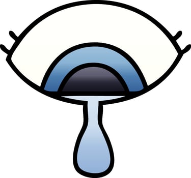 gradient shaded cartoon crying eye vector