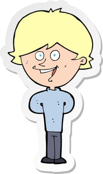 sticker of a cartoon happy boy vector