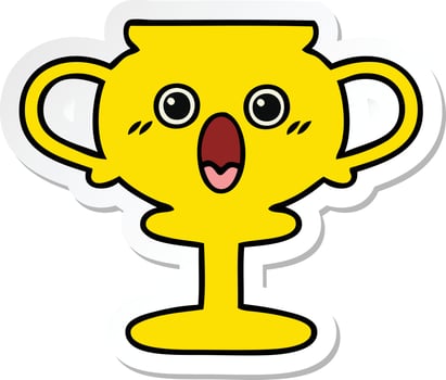 sticker of a cute cartoon trophy vector
