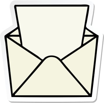 sticker of a quirky hand drawn cartoon letter and envelope vector