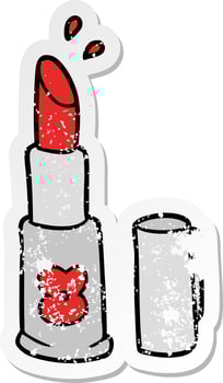 distressed sticker of a cartoon lipstick vector
