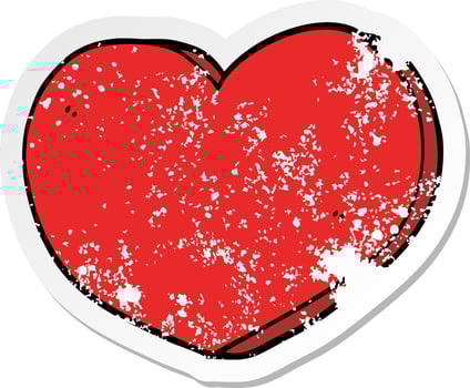 distressed sticker of a cartoon love heart vector