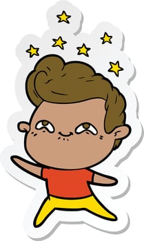 sticker of a cartoon excited man vector