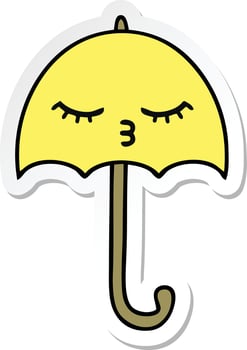 sticker of a cute cartoon umbrella vector