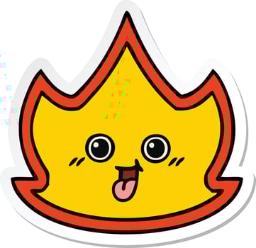 sticker of a cute cartoon fire vector