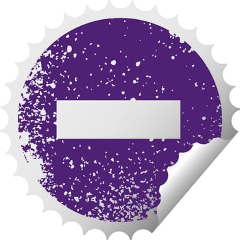 distressed circular peeling sticker symbol minus symbol vector