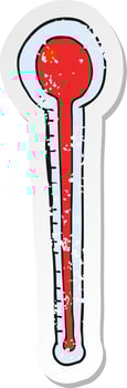 retro distressed sticker of a cartoon thermometer vector