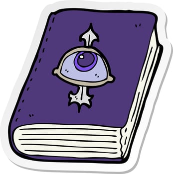 sticker of a cartoon magic spell book vector