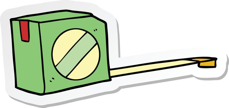 sticker of a cartoon tape measure vector