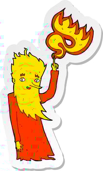 sticker of a cartoon fire spirit vector