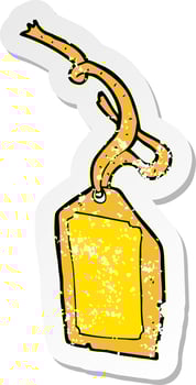 retro distressed sticker of a cartoon luggage tag vector
